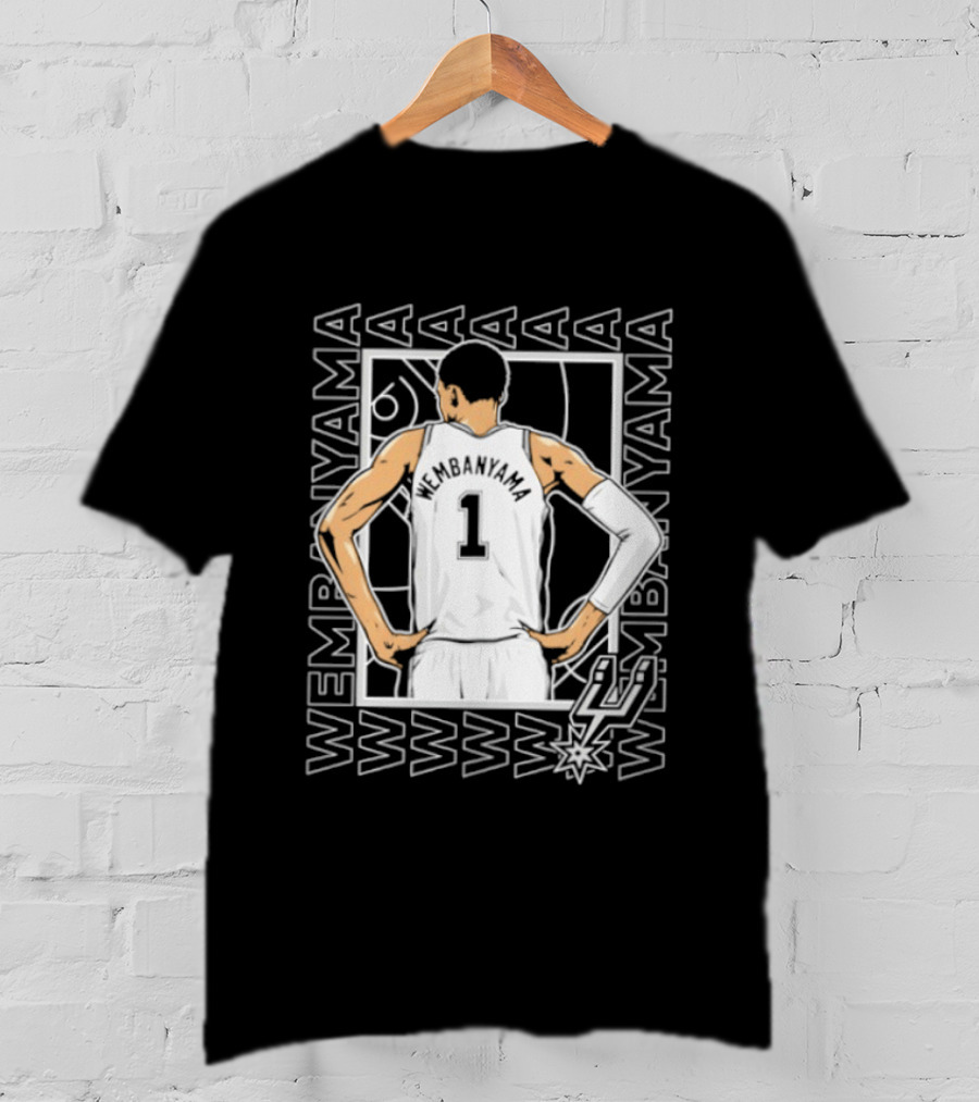 Wembanyama Spurs Number 1 Pose San Antonio Repeated Name T-Shirt