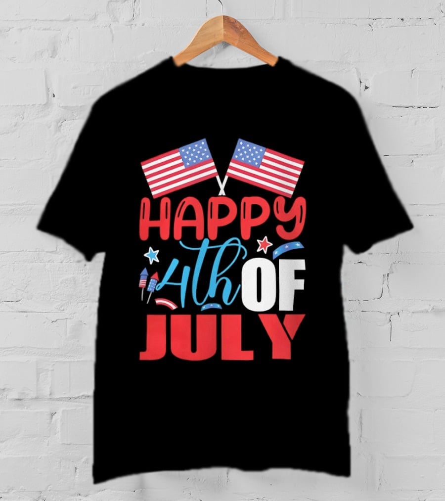 American Independence Day Happy 4th Of July USA Flags Celebration T-Shirt