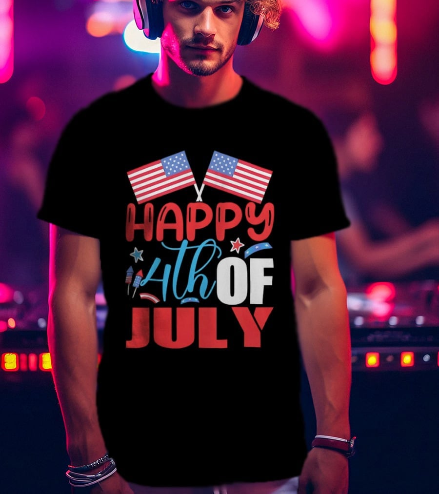 American Independence Day Happy 4th Of July USA Flags Celebration T-Shirt