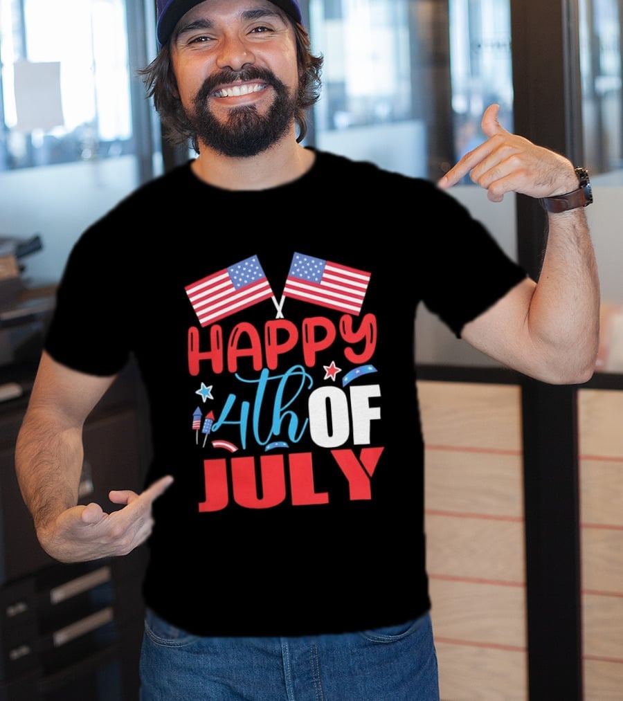 American Independence Day Happy 4th Of July USA Flags Celebration T-Shirt