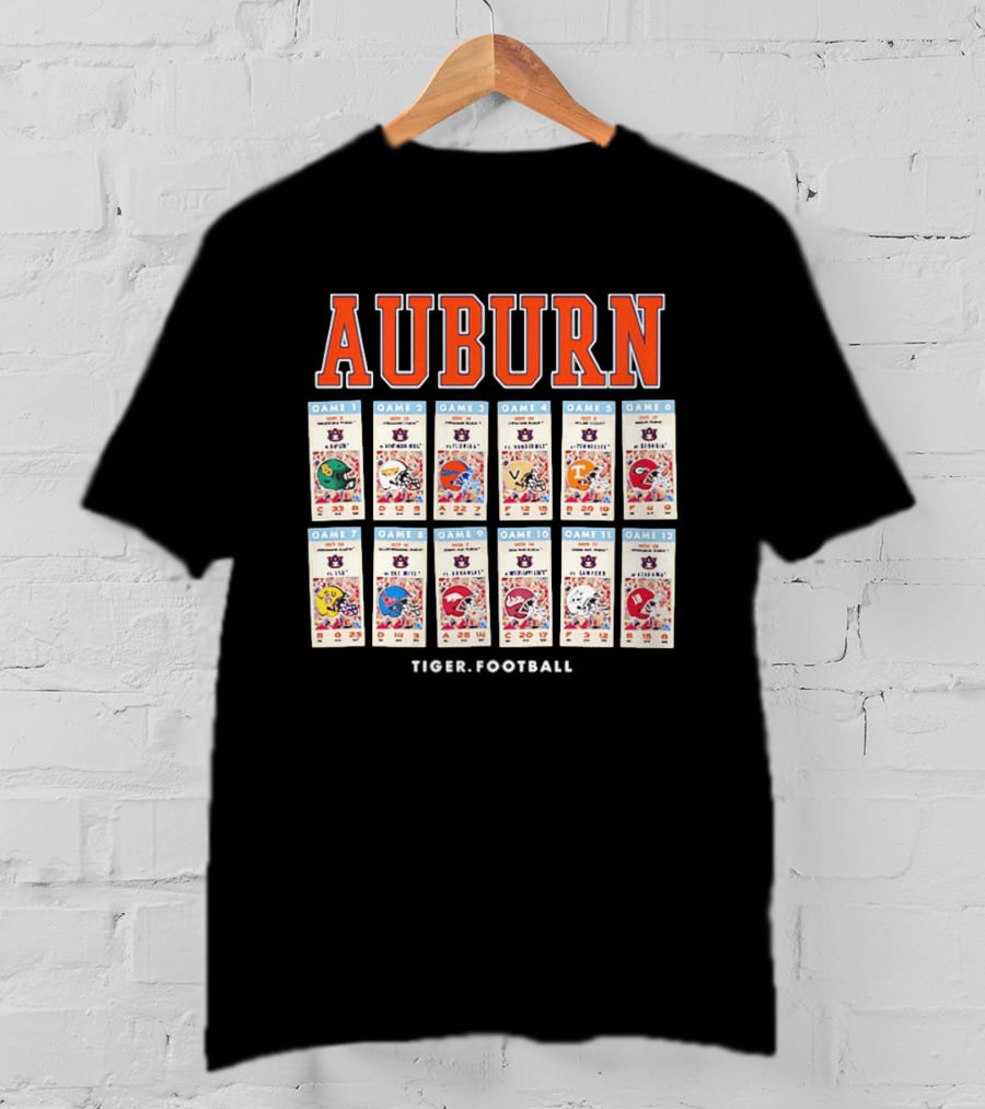Auburn Football Schedule 2023 Game Days Baylor Florida Vanderbilt Tennessee LSU Alabama T-Shirt