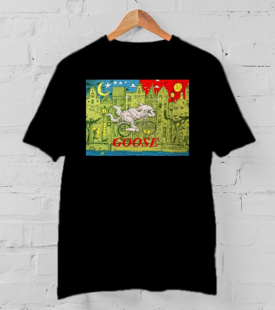 Goose Amsterdam Netherlands 2026 Melkweg Max 27 28 May Gig Bicycle Moon Sun Wolf Houses T-Shirt