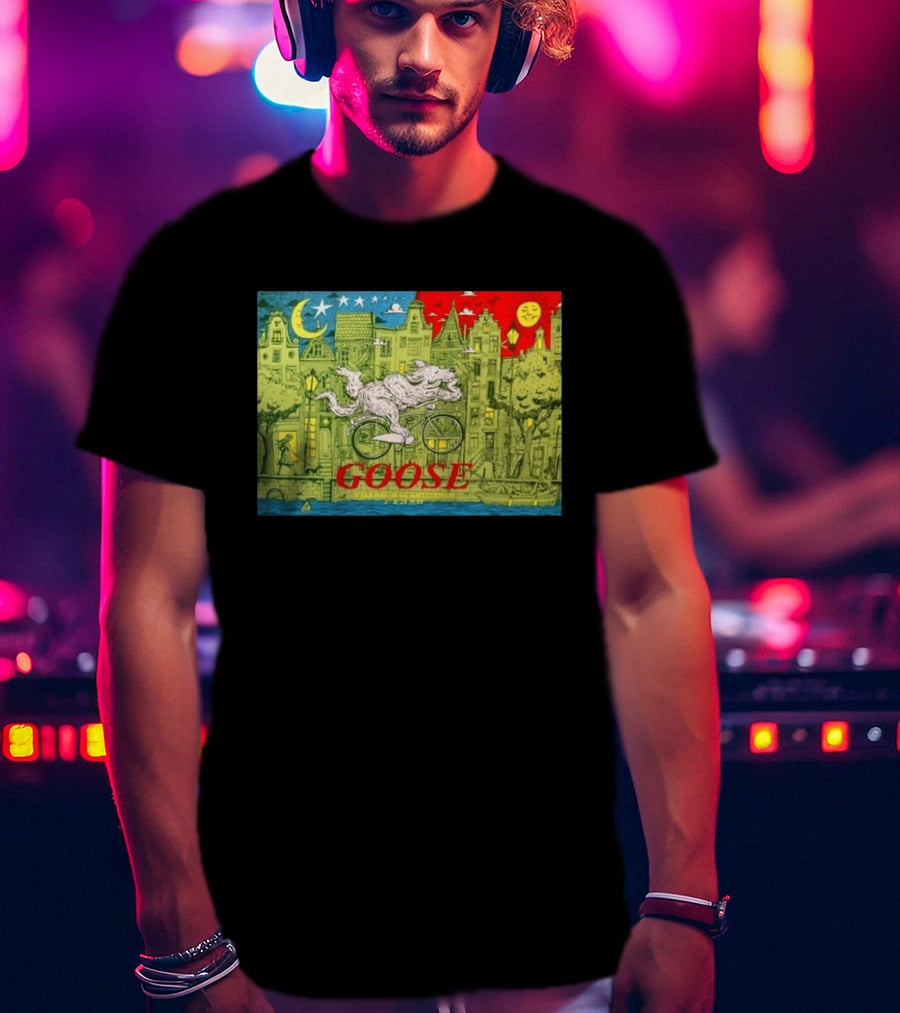 Goose Amsterdam Netherlands 2026 Melkweg Max 27 28 May Gig Bicycle Moon Sun Wolf Houses T-Shirt