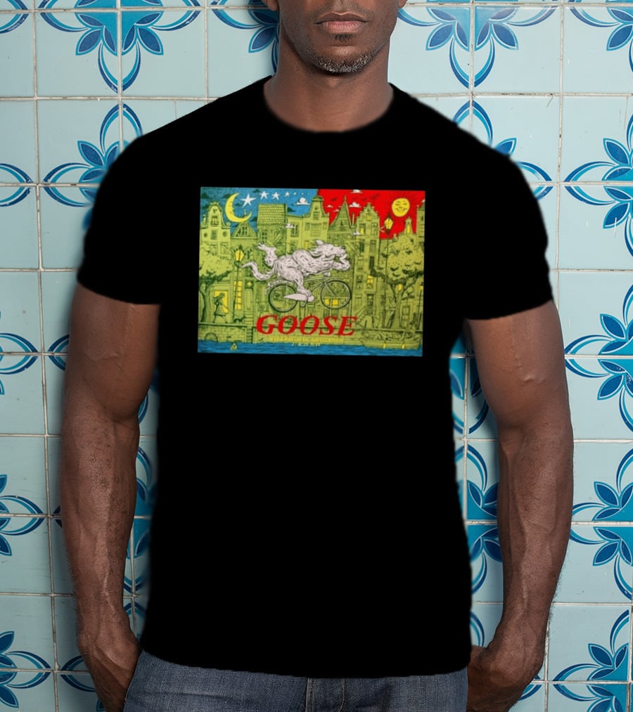 Goose Amsterdam Netherlands 2026 Melkweg Max 27 28 May Gig Bicycle Moon Sun Wolf Houses T-Shirt