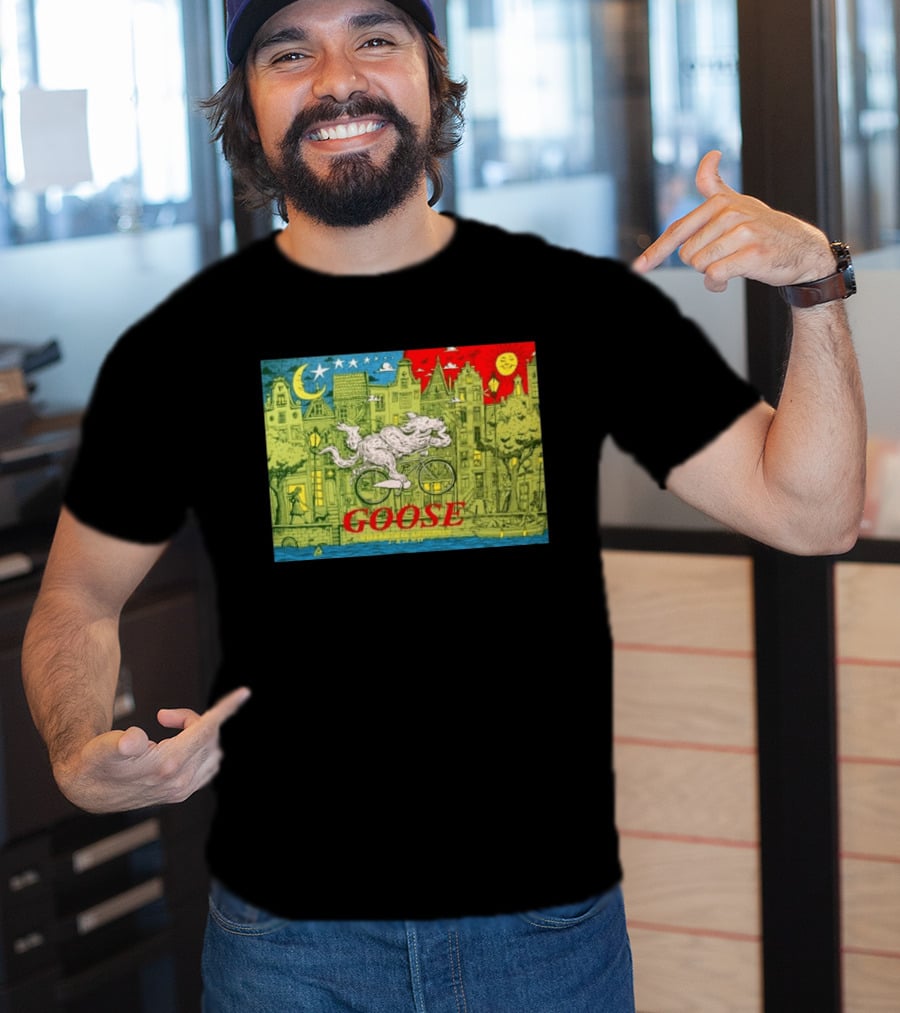 Goose Amsterdam Netherlands 2026 Melkweg Max 27 28 May Gig Bicycle Moon Sun Wolf Houses T-Shirt