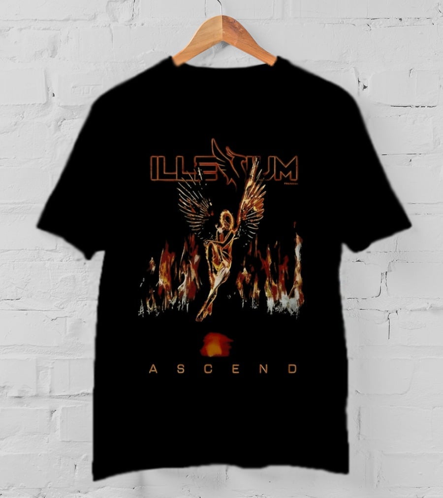 ILLENIUM Ascend Neon Phoenix Angel Wings In Flames T-Shirt
