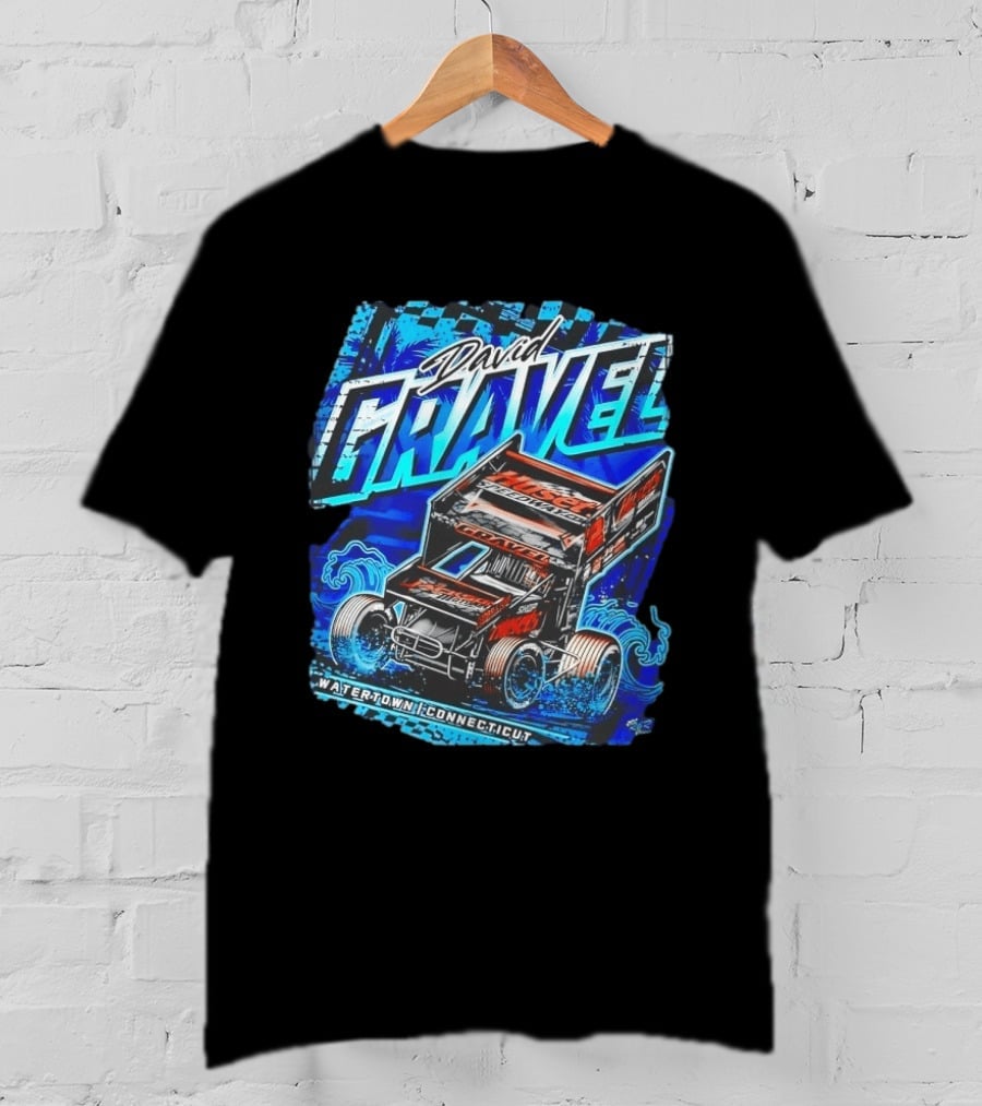 David Gravel Racing Blue Wave Watertown Connecticut Sprint Car T-Shirt