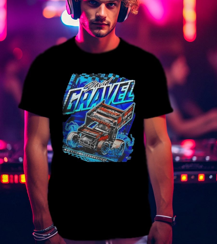 David Gravel Racing Blue Wave Watertown Connecticut Sprint Car T-Shirt