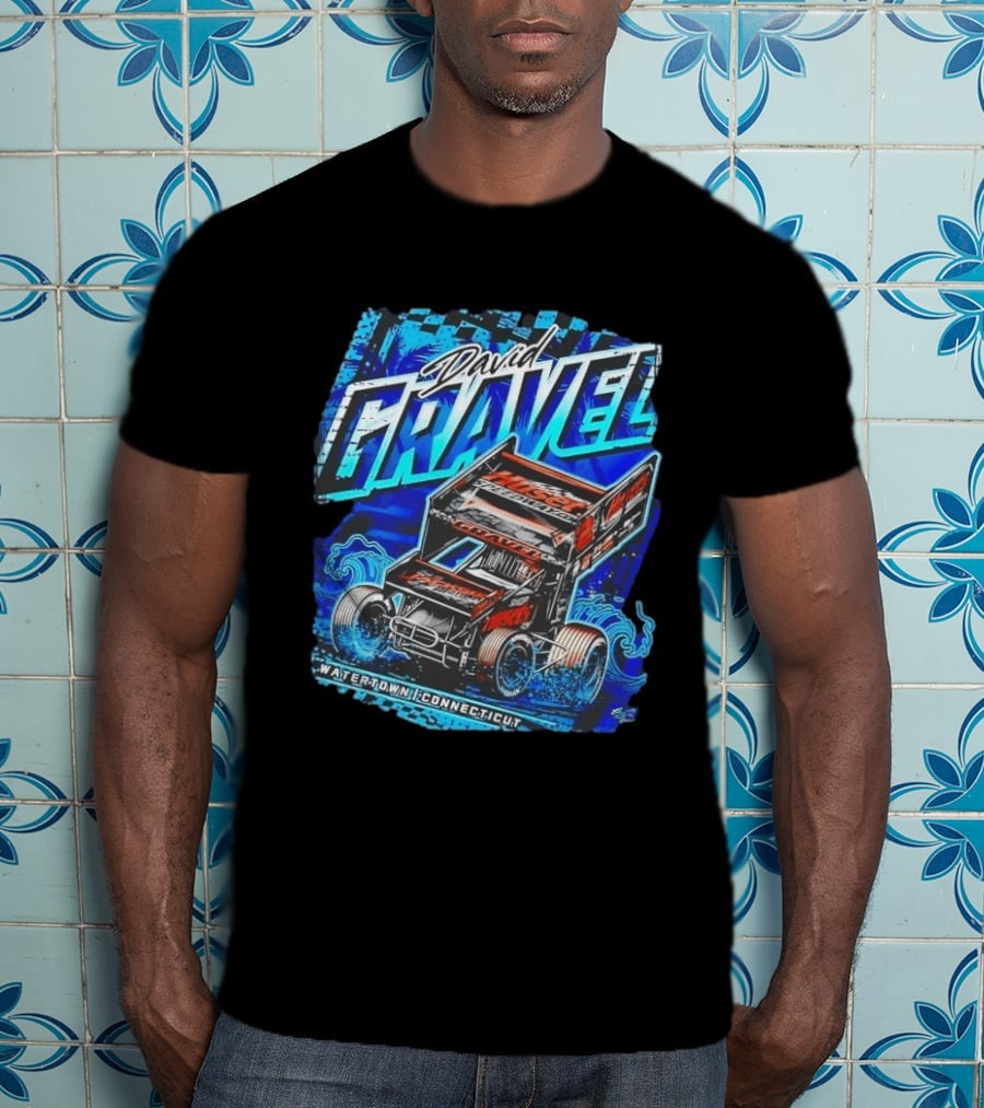 David Gravel Racing Blue Wave Watertown Connecticut Sprint Car T-Shirt