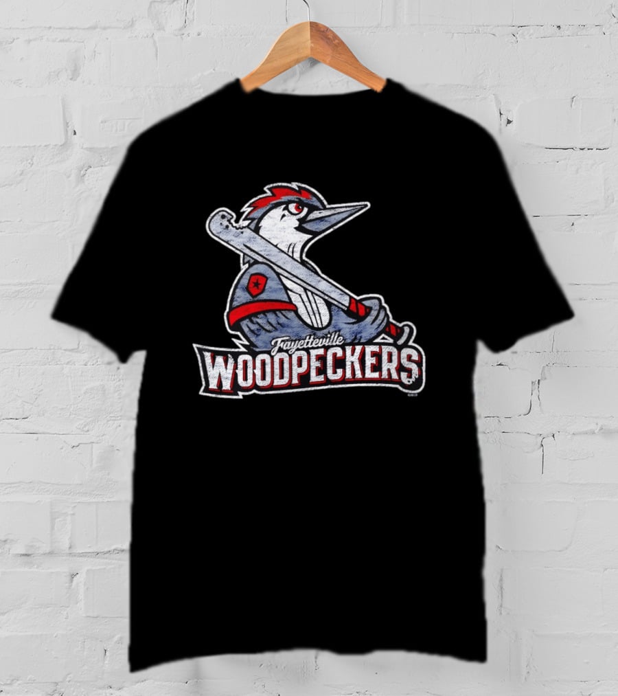 Fayetteville Woodpeckers Baseball Team Mascot Bat MLB T-Shirt