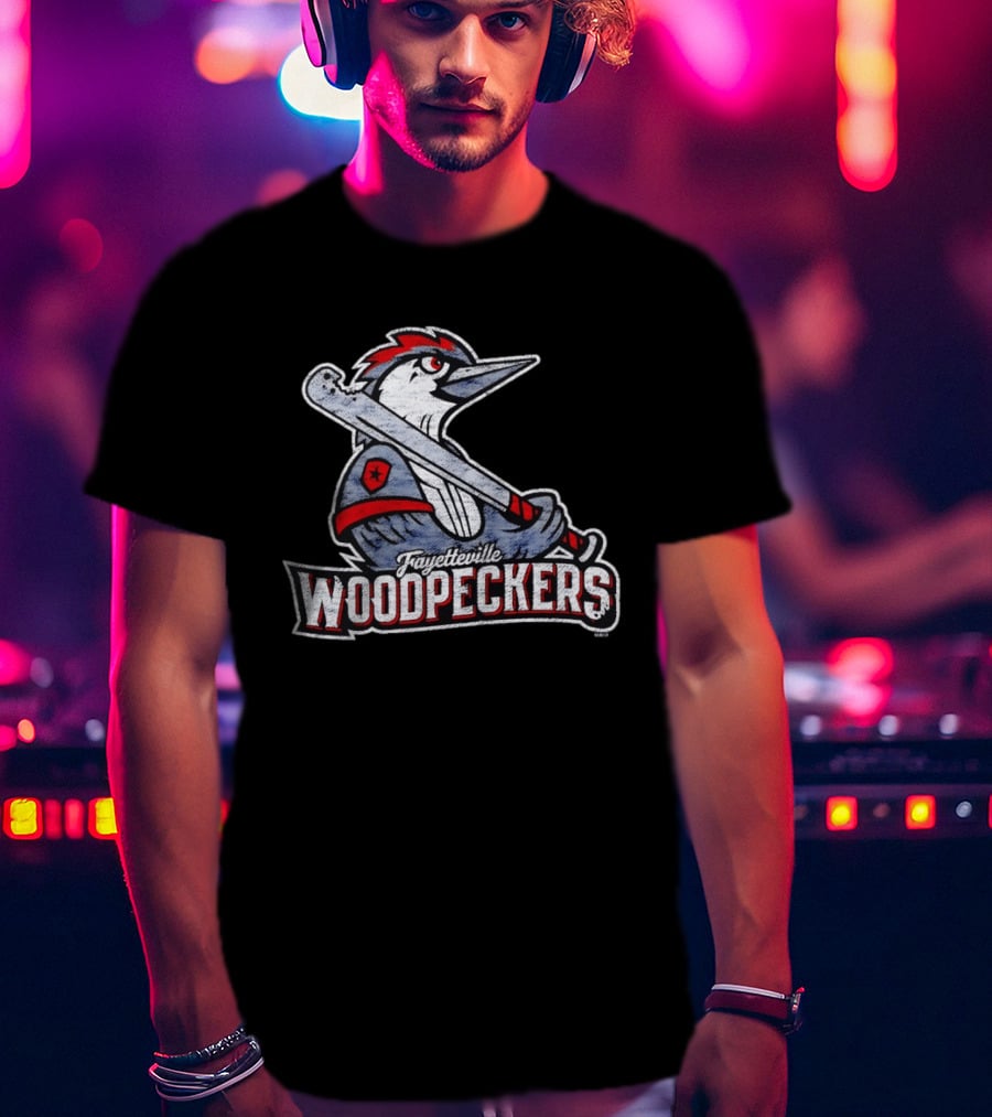 Fayetteville Woodpeckers Baseball Team Mascot Bat MLB T-Shirt