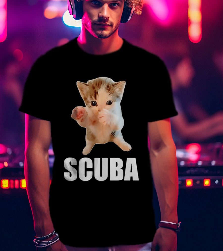 Kitten Cat Feline Pet Animal Martial Arts Scuba Meme Warrior Defender T-Shirt