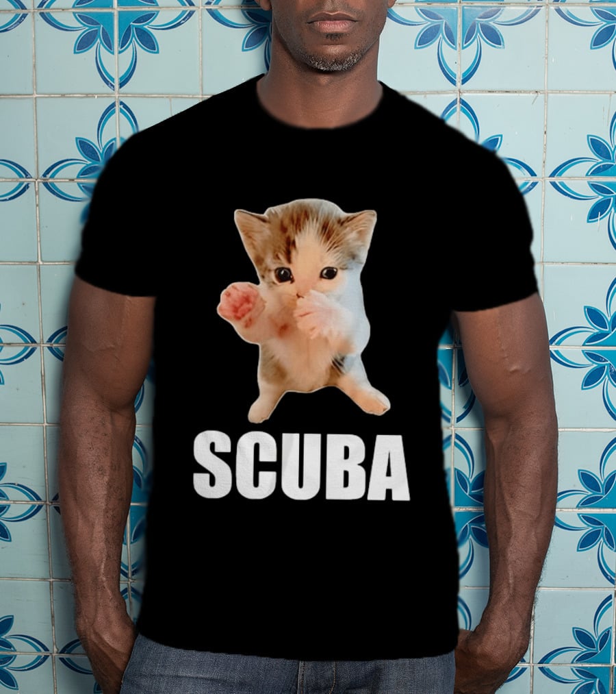 Kitten Cat Feline Pet Animal Martial Arts Scuba Meme Warrior Defender T-Shirt