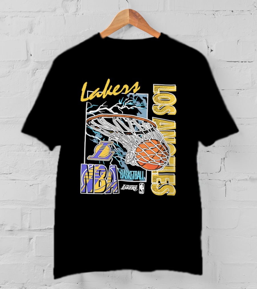 Lakers Los Angeles NBA Basketball Hoops Classic Team Yellow And Blue T-Shirt