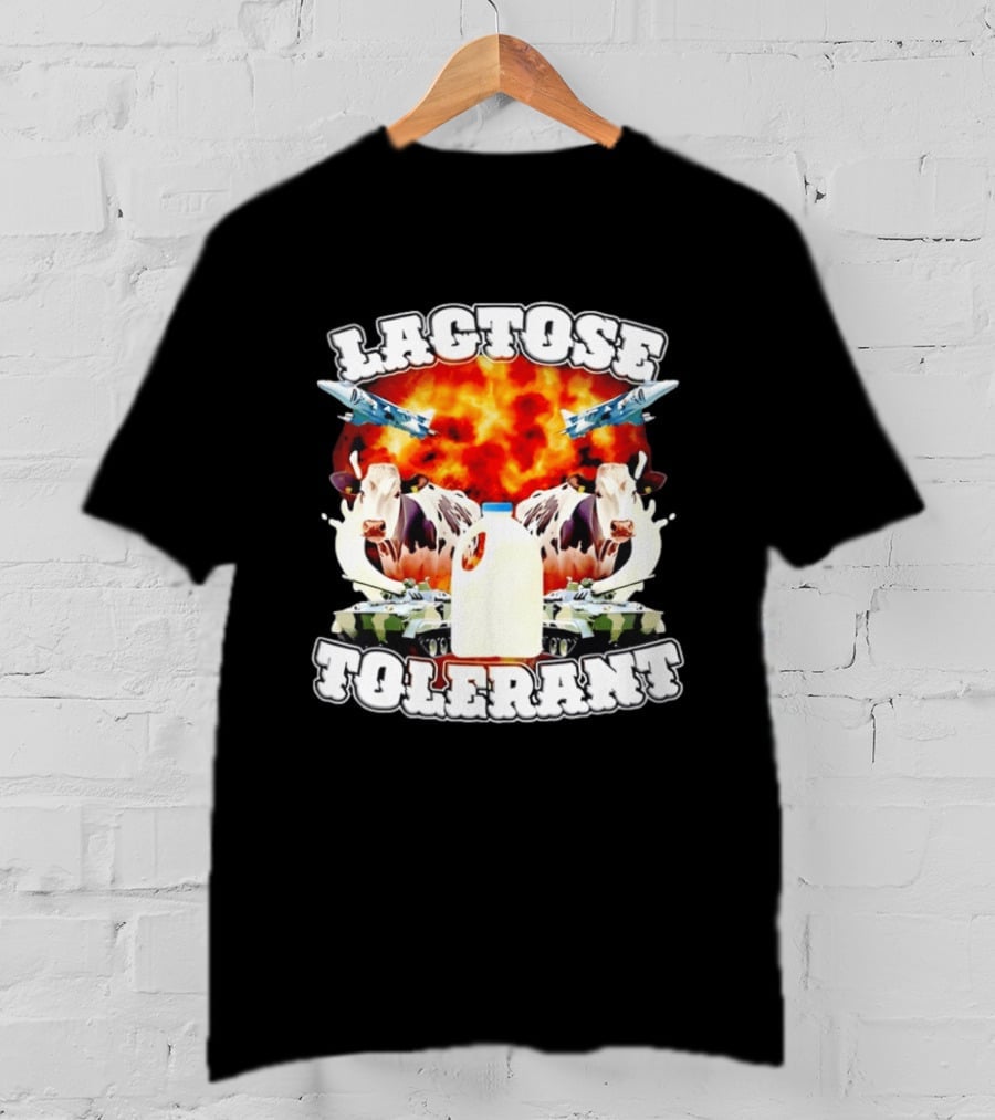 Lactose Tolerant Milk Cow Conflict With Military Jets And Tanks Explosion T-Shirt