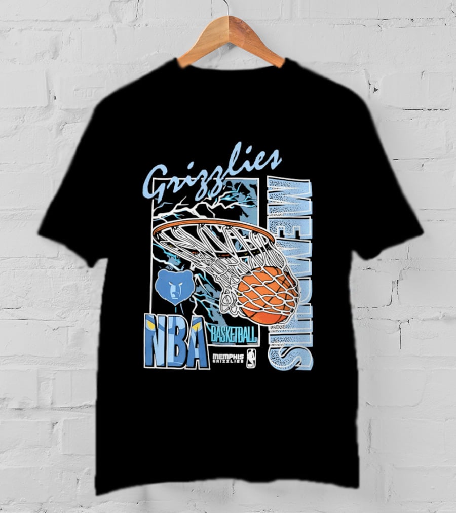 Grizzlies Memphis Basketball NBA Bear Logo And Hoop T-Shirt