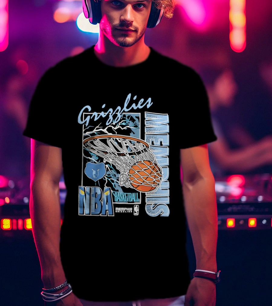 Grizzlies Memphis Basketball NBA Bear Logo And Hoop T-Shirt