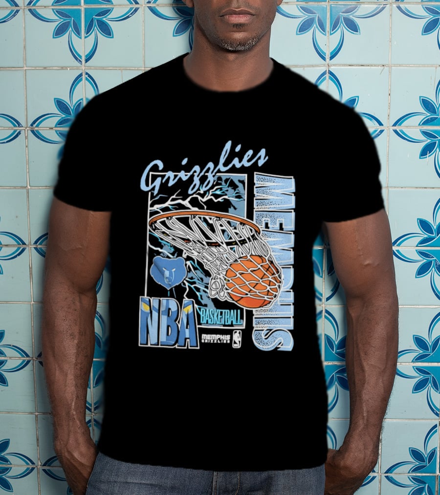 Grizzlies Memphis Basketball NBA Bear Logo And Hoop T-Shirt