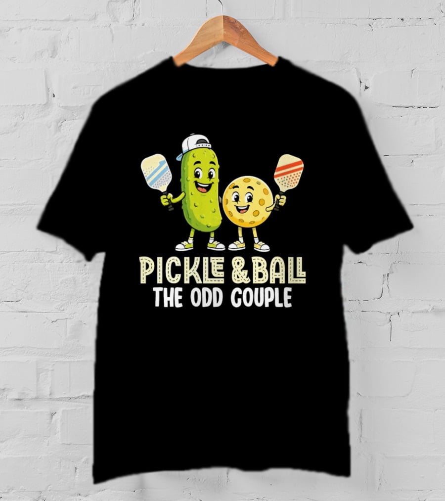 Pickleball Pickle And Ball The Odd Couple Pickle & Ball Paddle Fun T-Shirt