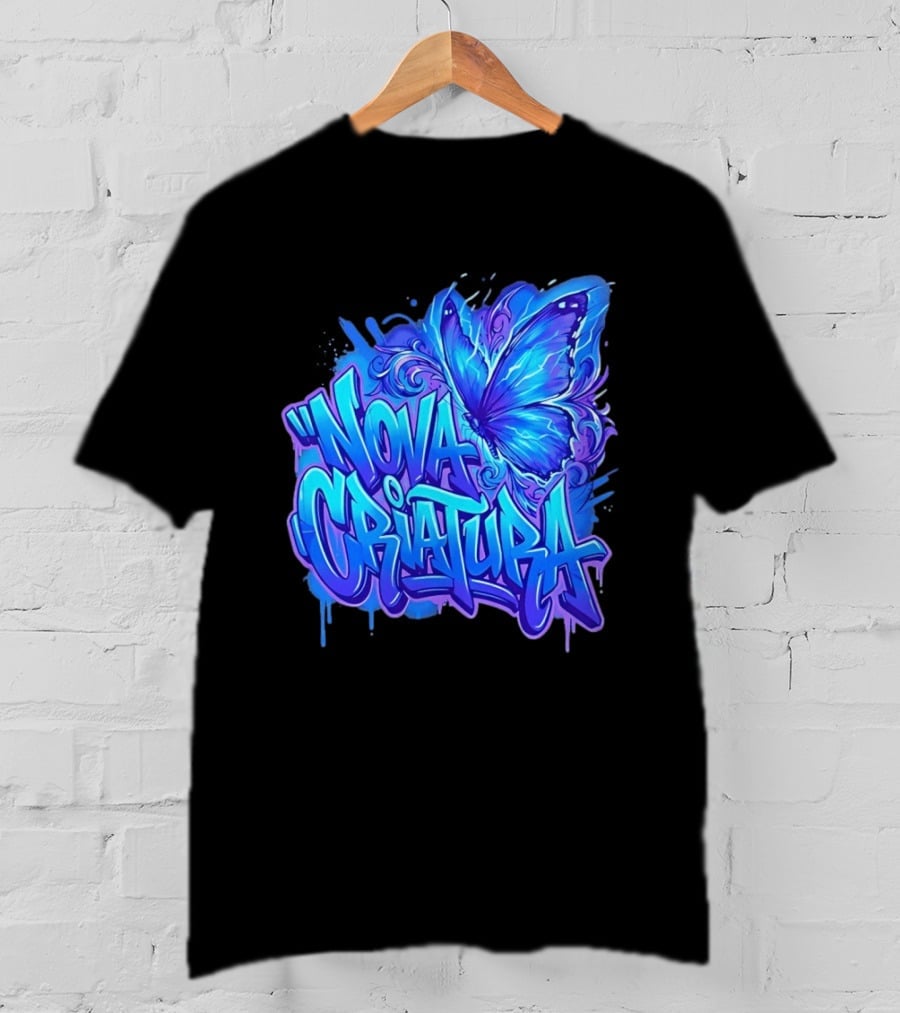 Nova Criatura Butterfly Electric Blue Street Art Aesthetic T-Shirt