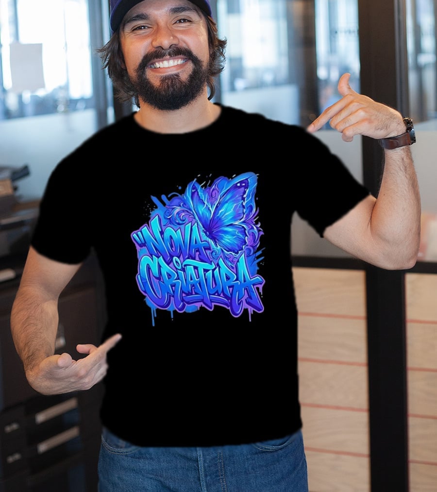 Nova Criatura Butterfly Electric Blue Street Art Aesthetic T-Shirt