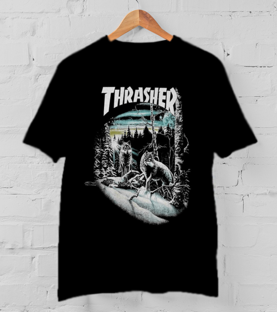 Thrasher 13 Wolves Forest Scene T-Shirt