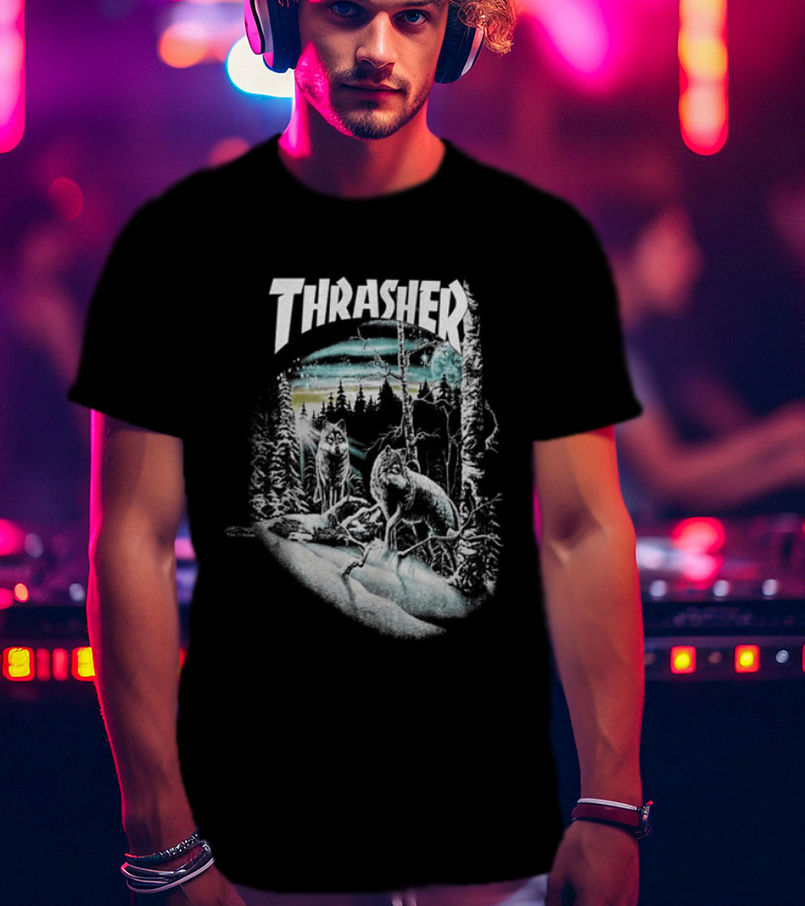 Thrasher 13 Wolves Forest Scene T-Shirt