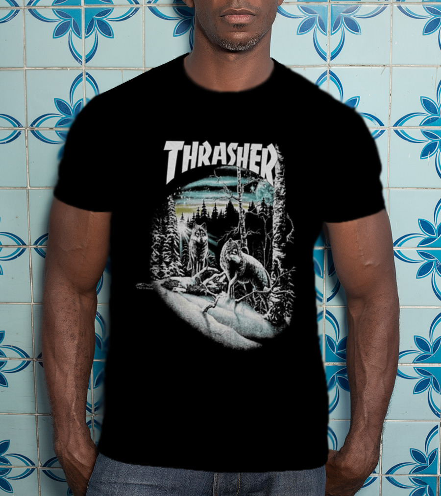 Thrasher 13 Wolves Forest Scene T-Shirt
