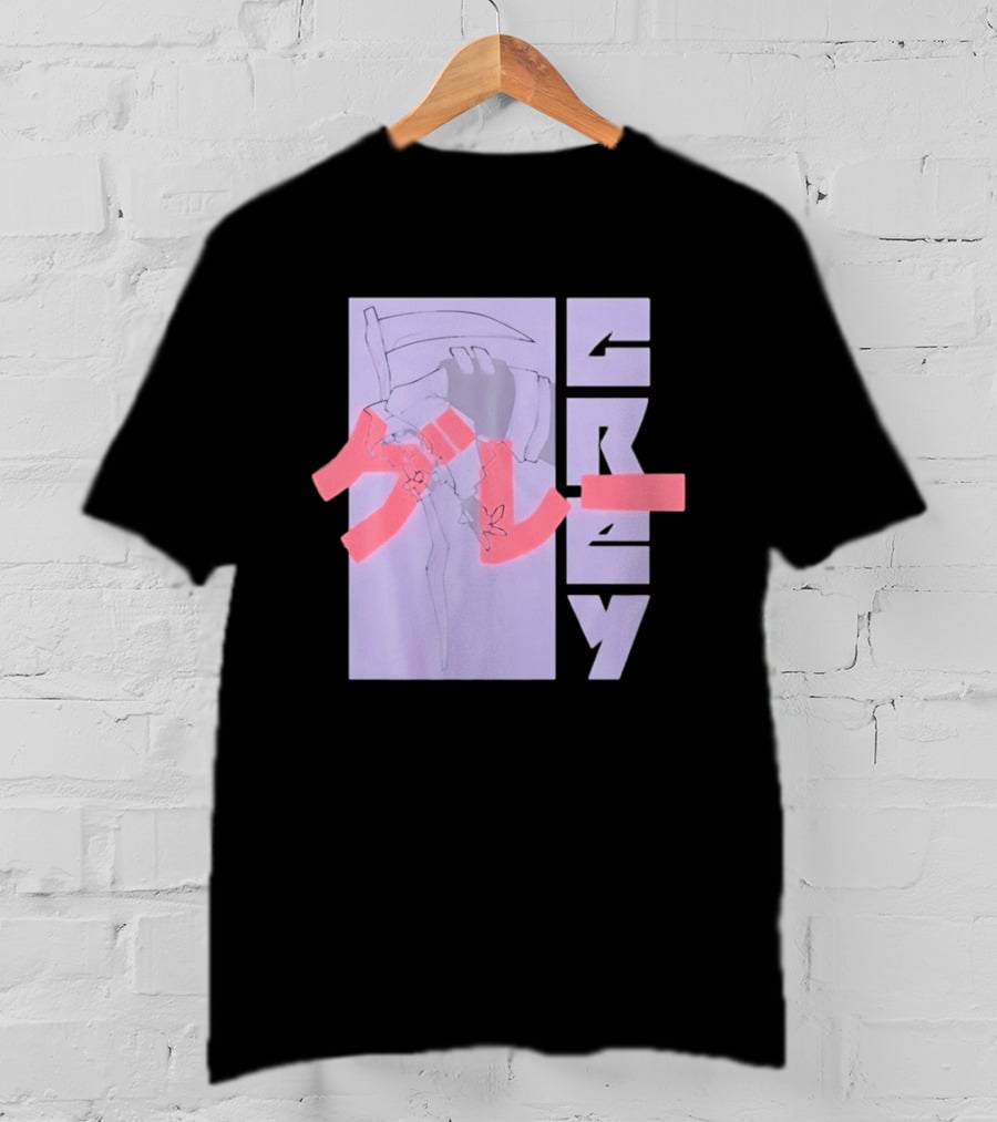 Grim Reaper Grey Japanese Kanji T-Shirt