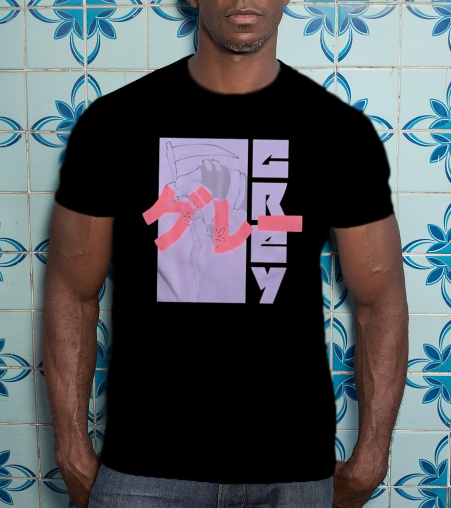 Grim Reaper Grey Japanese Kanji T-Shirt