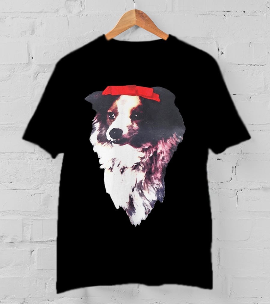 Sabrina Carpenter Collie Dog With Red Bow T-Shirt