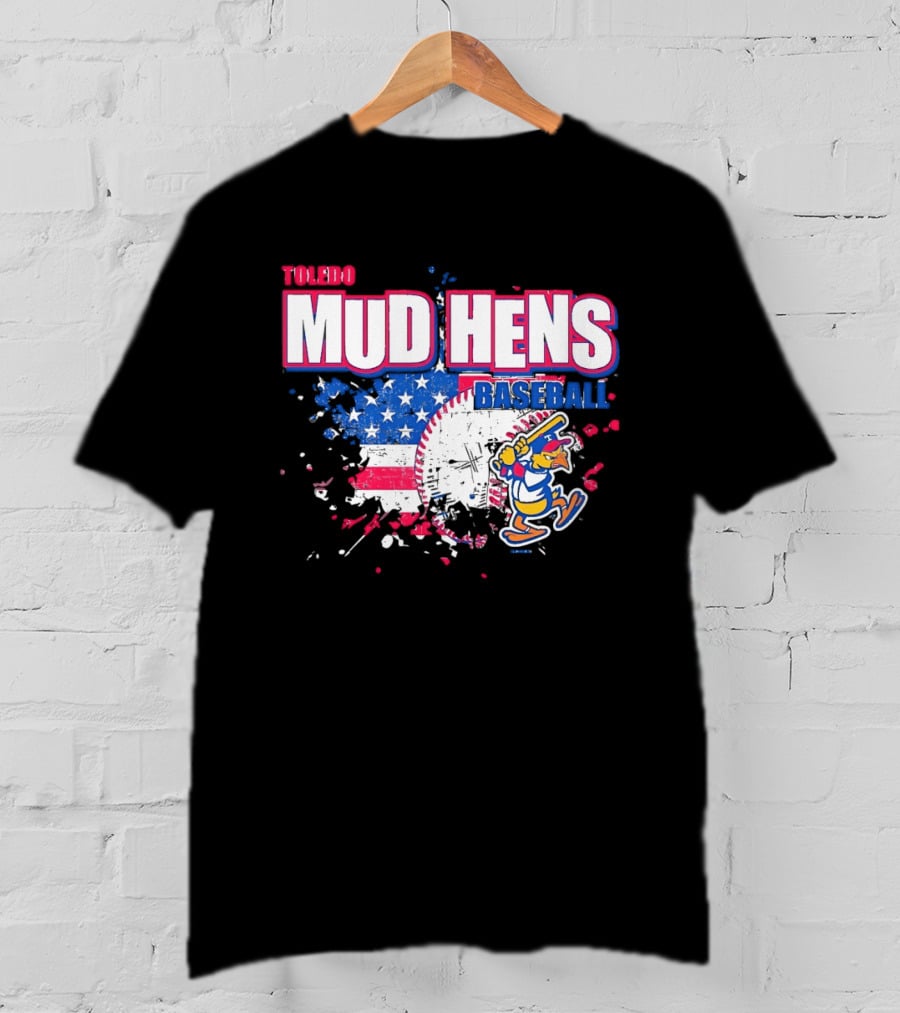 Toledo Mud Hens American Flag Splatter Baseball T-Shirt