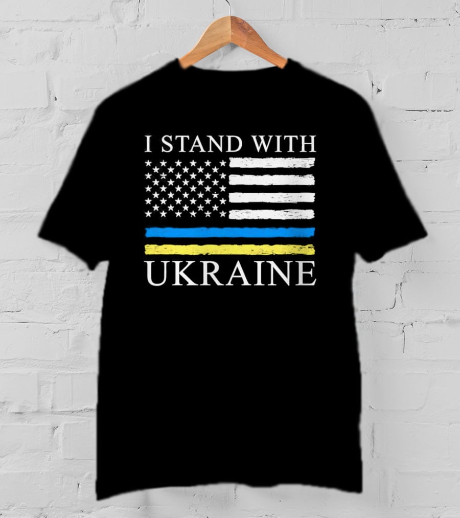I Stand With Ukraine USA Flag Support T-Shirt
