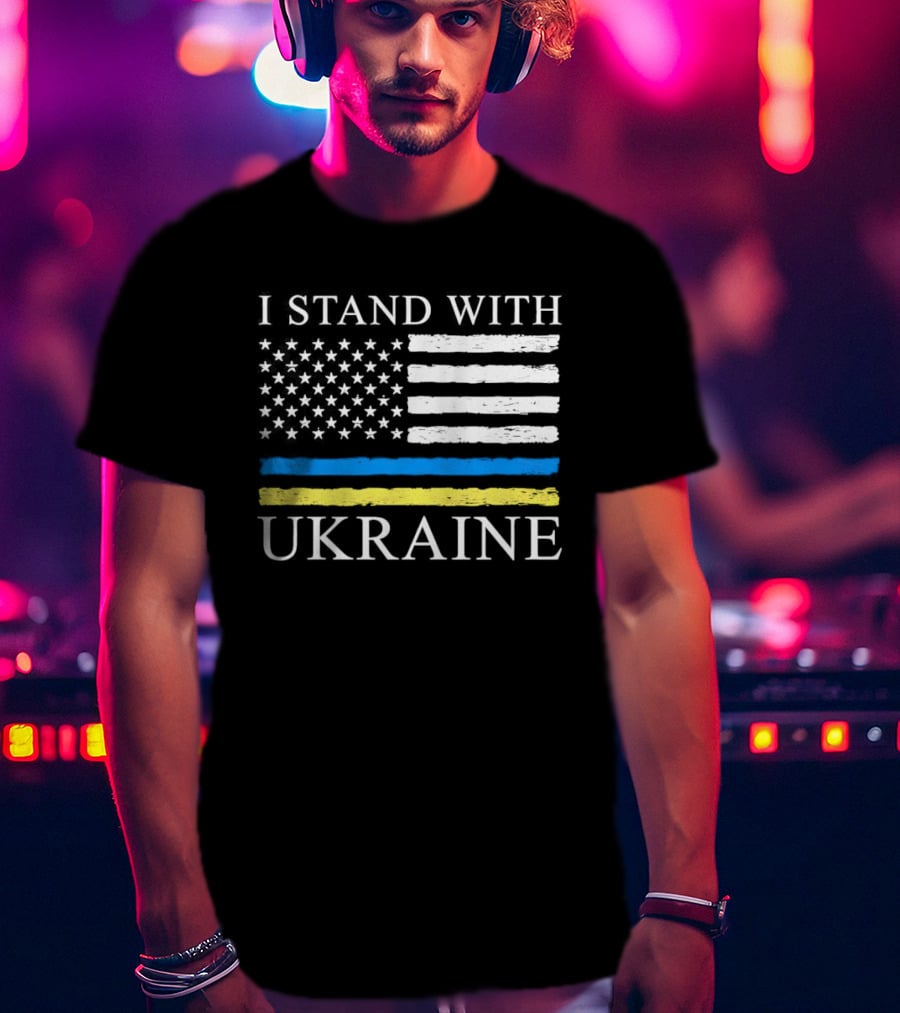 I Stand With Ukraine USA Flag Support T-Shirt