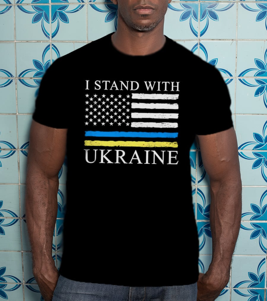 I Stand With Ukraine USA Flag Support T-Shirt