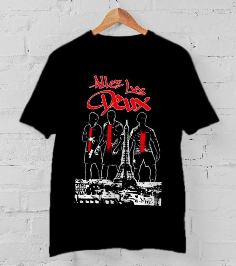 Allez Les Deux Paris Football Team Spirit Enthusiast's Red And White Players T-Shirt