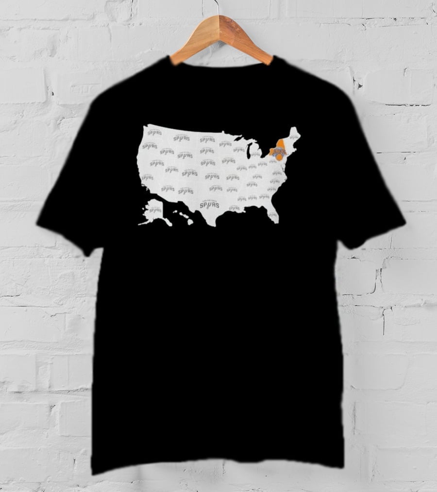 America Spurs New York Knicks US Map Basketball Team Representation T-Shirt
