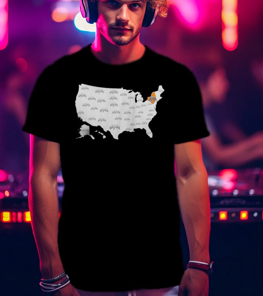 America Spurs New York Knicks US Map Basketball Team Representation T-Shirt