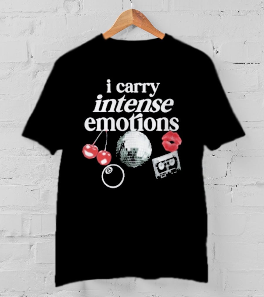I Carry Intense Emotions Disco Ball Cherries Cassette Tape T-Shirt