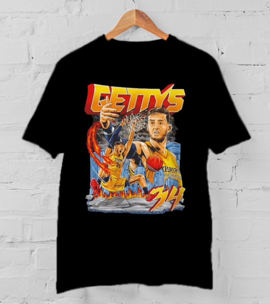 GETTYS 34 Kesatria Bengawan Solo Basketball Player Urban Slam Dunk Action T-Shirt