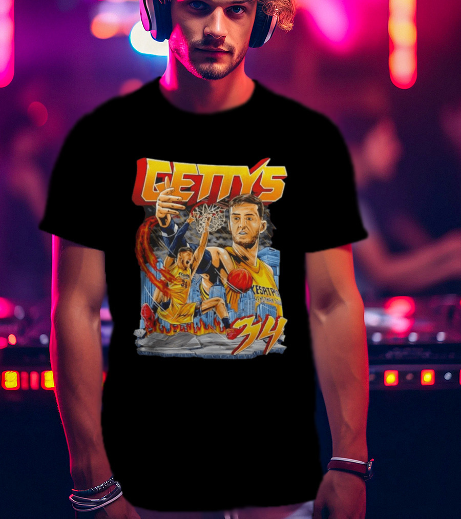 GETTYS 34 Kesatria Bengawan Solo Basketball Player Urban Slam Dunk Action T-Shirt