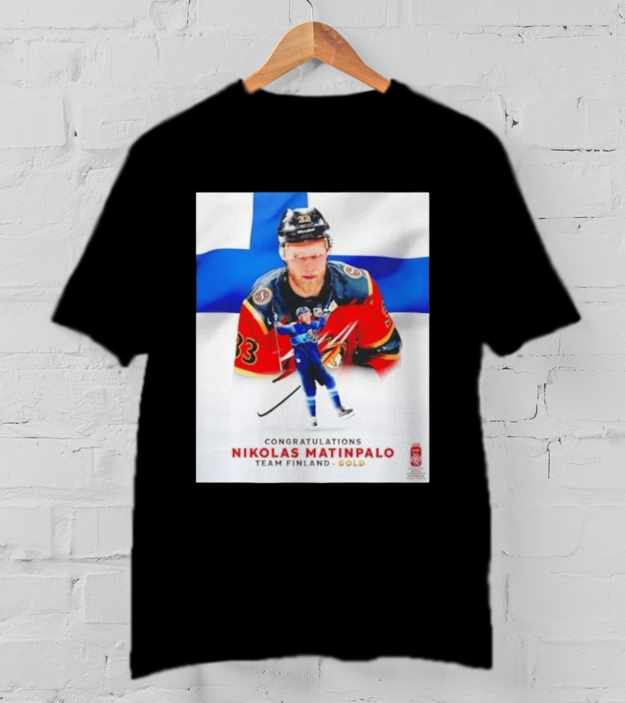 Congratulations Nikolas Matinpalo Team Finland Gold Finnish Flag Ice Hockey Celebration T-Shirt