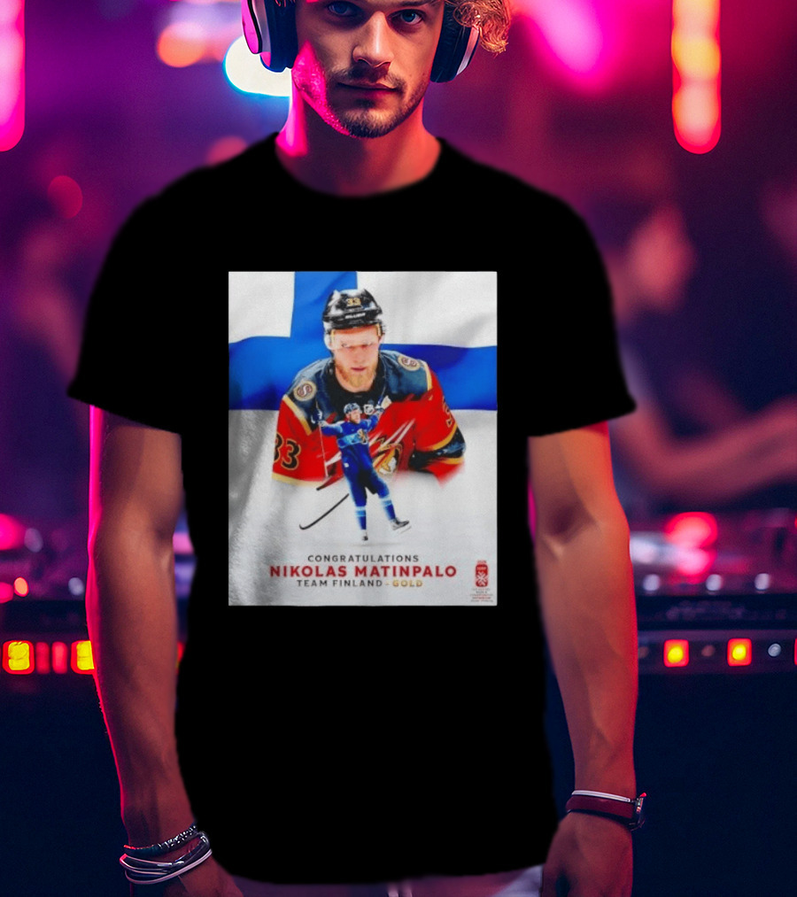 Congratulations Nikolas Matinpalo Team Finland Gold Finnish Flag Ice Hockey Celebration T-Shirt