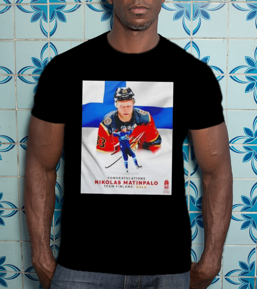 Congratulations Nikolas Matinpalo Team Finland Gold Finnish Flag Ice Hockey Celebration T-Shirt