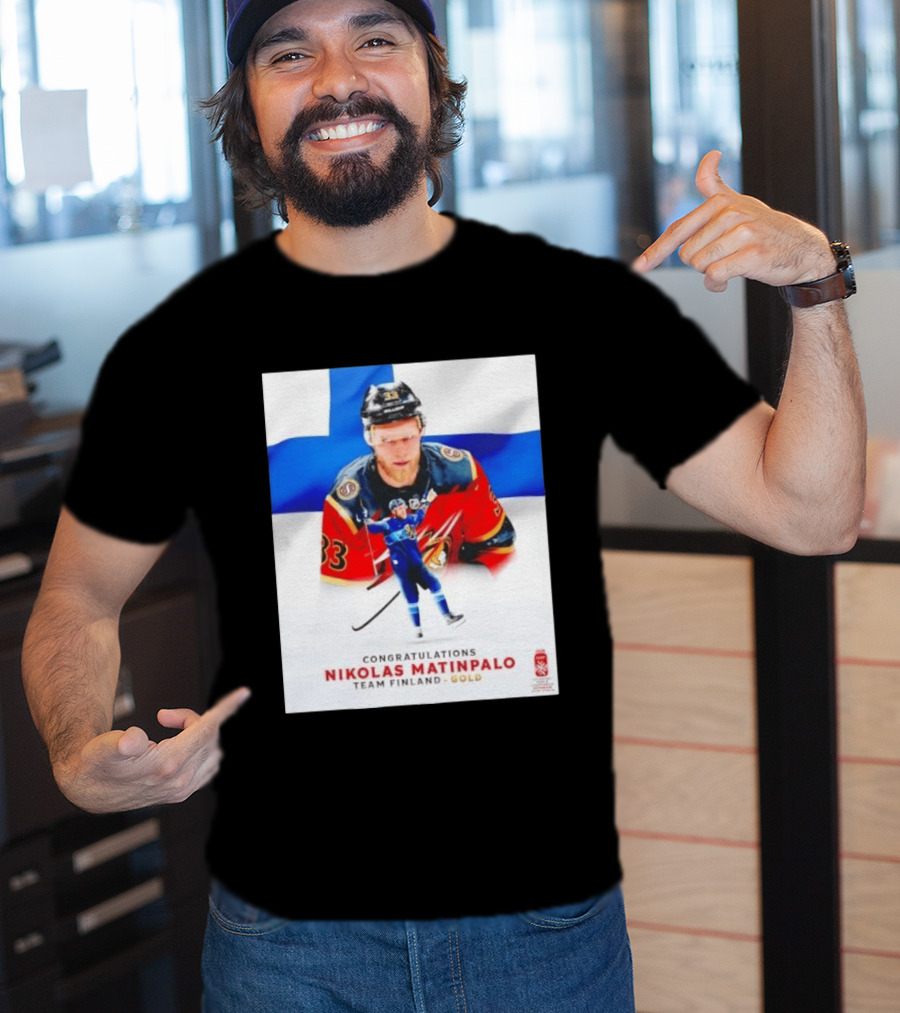 Congratulations Nikolas Matinpalo Team Finland Gold Finnish Flag Ice Hockey Celebration T-Shirt
