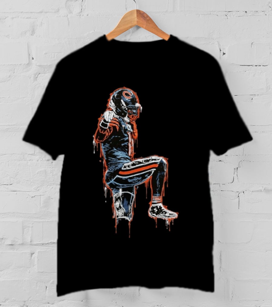 DC4L Custom Crane Stance Kneeling Football Player Streaking Drips T-Shirt