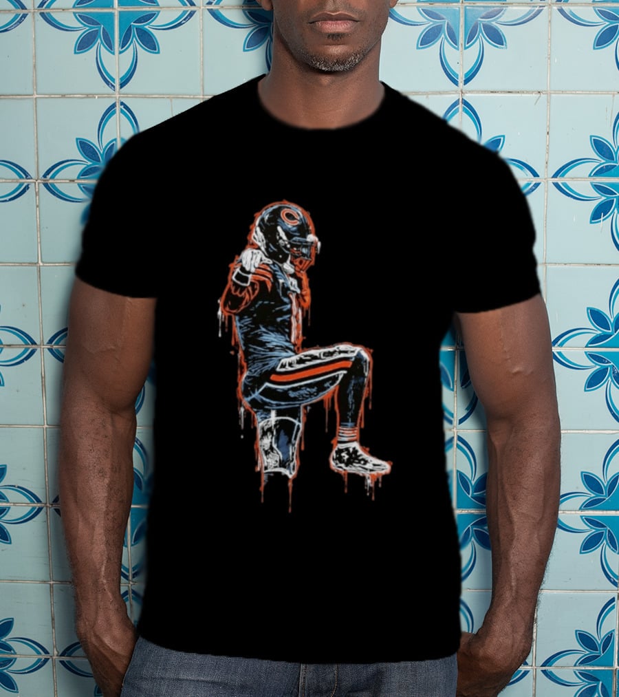DC4L Custom Crane Stance Kneeling Football Player Streaking Drips T-Shirt