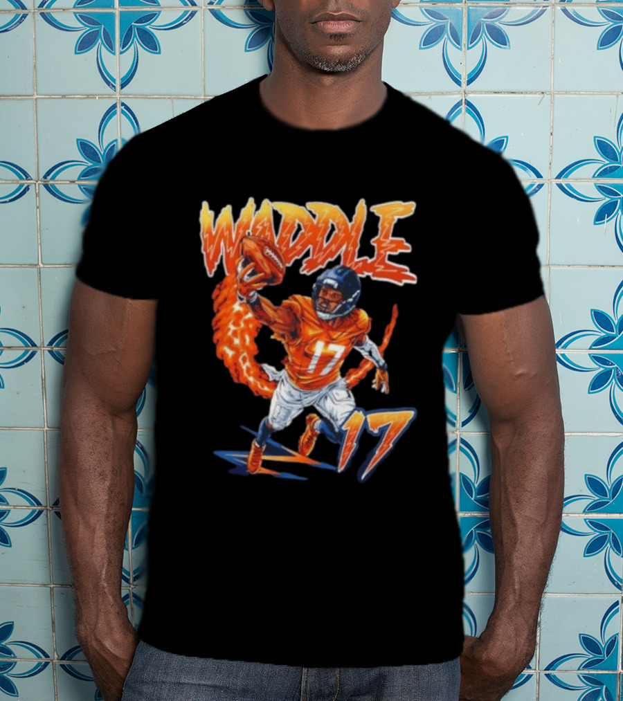 Waddle 17 Football Catch Orange And Blue Player T-Shirt