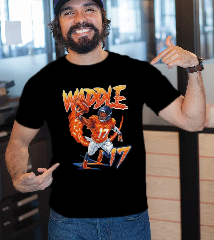 Waddle 17 Football Catch Orange And Blue Player T-Shirt