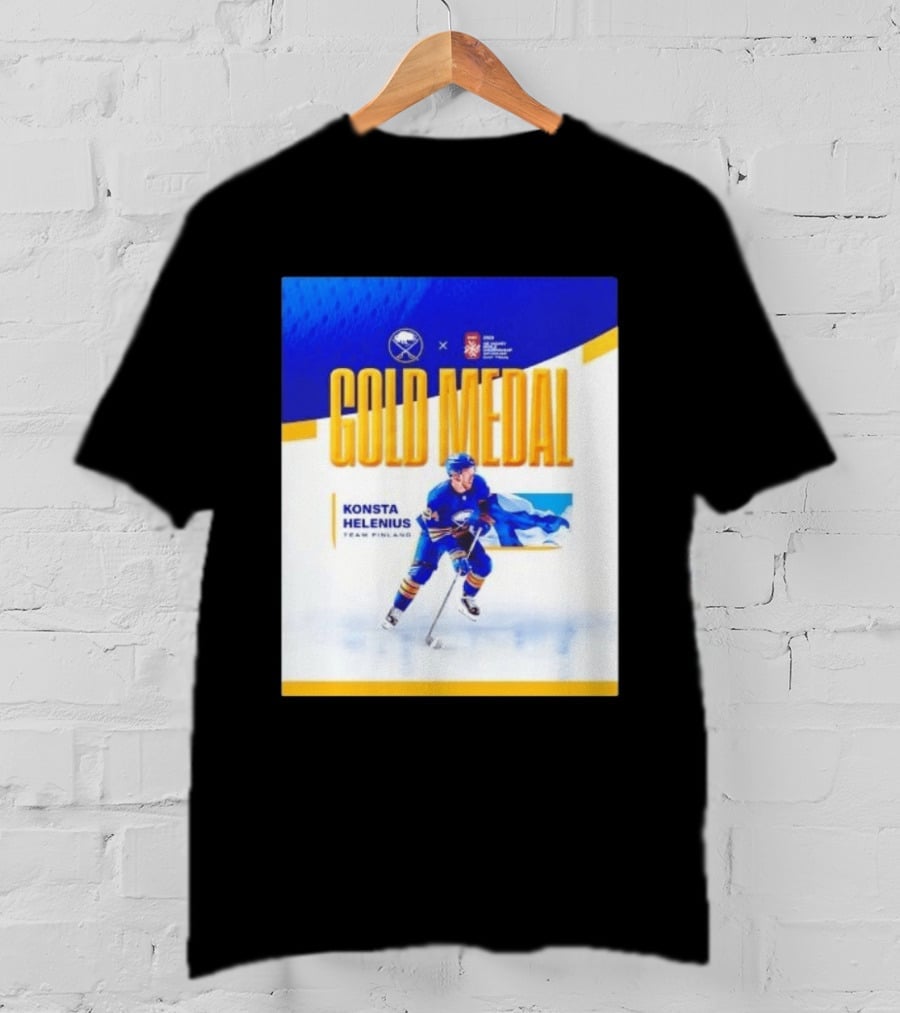 Konsta Helenius Team Finland 2023 Gold Medal Hockey T-Shirt